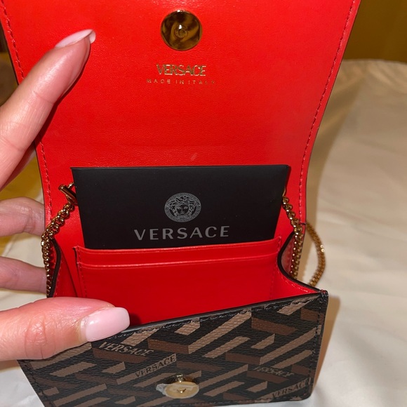 Versace Virtus La Greca Wallet on a Chain, Crossbody, Mini Shoulder Bag - Picture 6 of 6